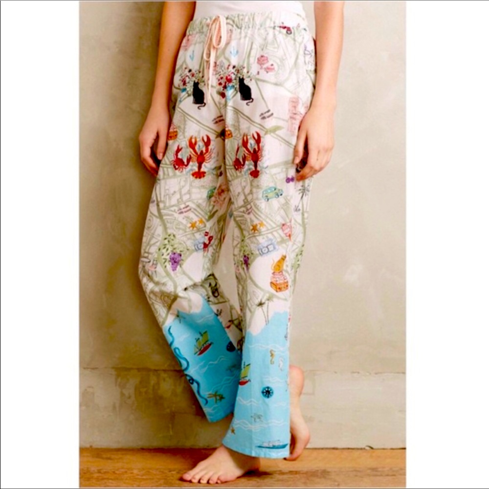Anthropologie Vikki Chu Printed Pajama Pants Sz XS